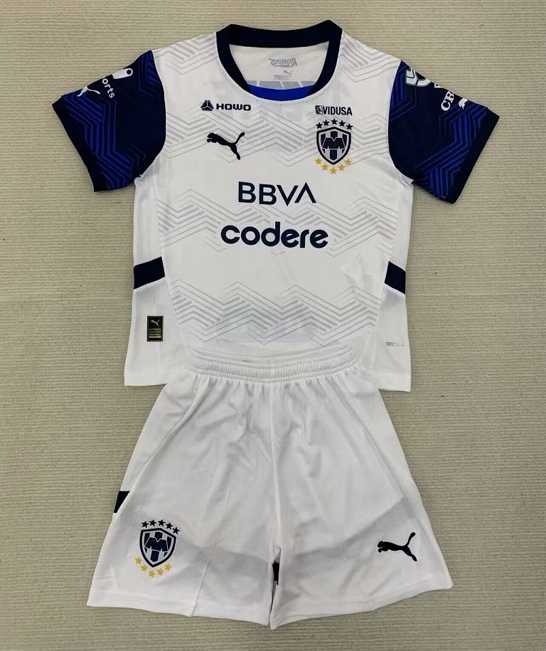 Kids-Monterrey 24/25 Away White Soccer Jersey